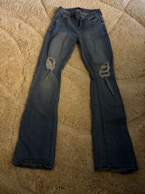 Fashion Nova Women's Medium Blue Distressed Bootcut Jeans